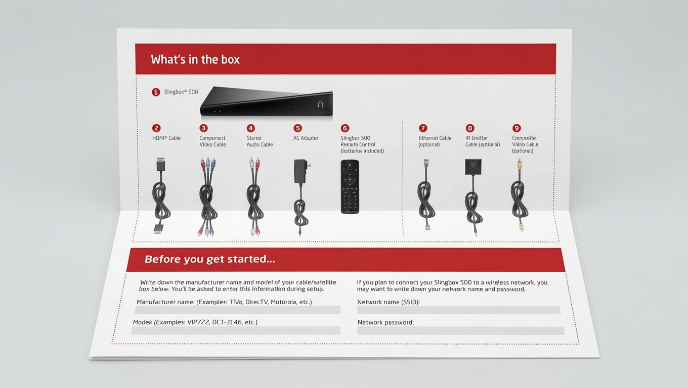 Slingbox 500 كامل مع علبة وكابلات و ريموت